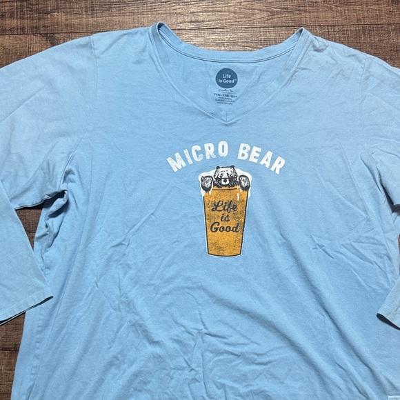 Life Is Good Light Blue Micro Bear Long Sleeve Tee - Picture 4 of 14